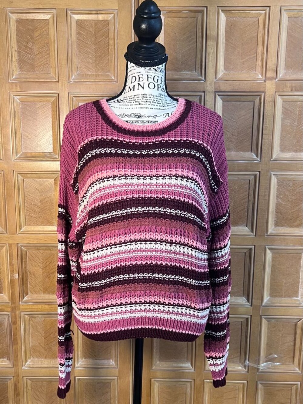 Thereabouts Junior Cross Over Teen Cropped Striped Knit Top in Pink XL